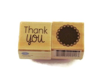 Mini Rubber Stamp Set - thank you / scalloped circle