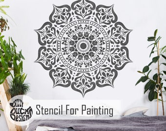 MANALI MANDALA STENCIL – Indian Boho Reusable Wall Stencil by Dizzy Duck Designs