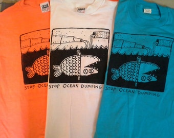 Deadstock '80s "Stop Ocean Dumping" T-Shirt Unworn NOS Earth Day Ecological