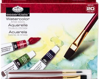Essentials Watercolor Paint with 2 Brushes - 20 Pce Set - Great Watercolor Starter Set