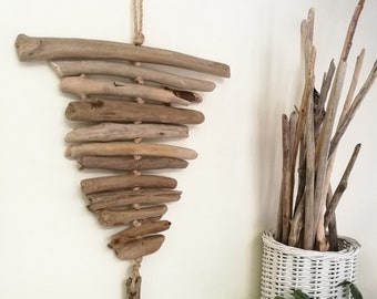 Home Decor Driftwood Wall Art, Driftwood Wall Hanging, Lovely Driftwood Beach Decor, Hangable Driftwood Art 23.5"