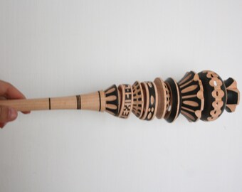 Chocolate Molinillo - Carved Wood - Big - (1pc) - Randomly picked