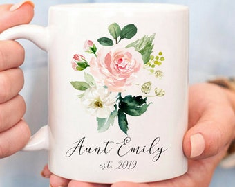 Custom Aunt Mug, Aunt Gift, Personalized Funny Mugs, Pregnancy Reveal, Aunt Coffee Mug, New Aunt Gift, Aunt to be, Auntie Mug, Floral Gift