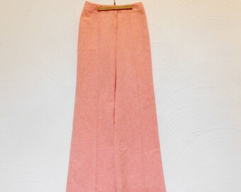 High Waist Trousers Vintage 1980s Peach High Rise Wide Leg Pants - 27W x 31L