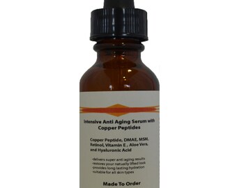 Intensive Anti Aging Serum with Copper Peptide(GHK-Cu) and Hyaluronic Acid 1.2 oz