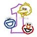 Cookie Elmo Bird Birthday Number One Digital Embroidery Applique Design