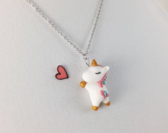 Cute Unicorn Necklace // Polymer Clay Unicorn Charm // Kawaii Unicorn Gift