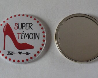 Miroir de poche 56mm Super Témoin Cadeau Témoin Mariage.