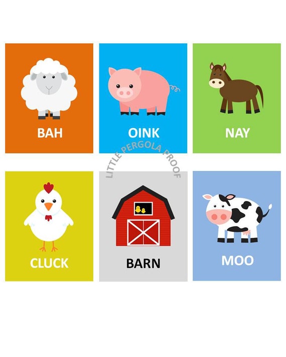 Kids wall art // Farm Animal Art Prints for Kids // Farm