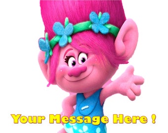 Trolls Poppy Party Edible Cake Topper Edible Frosting Sheet - Quarter , Half , Round , Strips