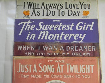 4 Antique Sheet Music, 1914-1915