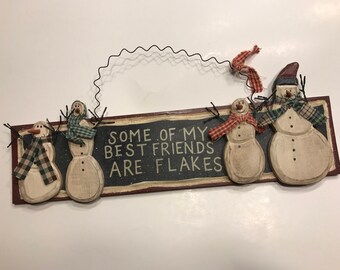 Wood Snowman sign, 5 x 14 inch (LR18)
