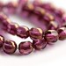 30pc Purple czech glass beads, Dark Amethyst with luster, round cut spacers - 6mm - 0112