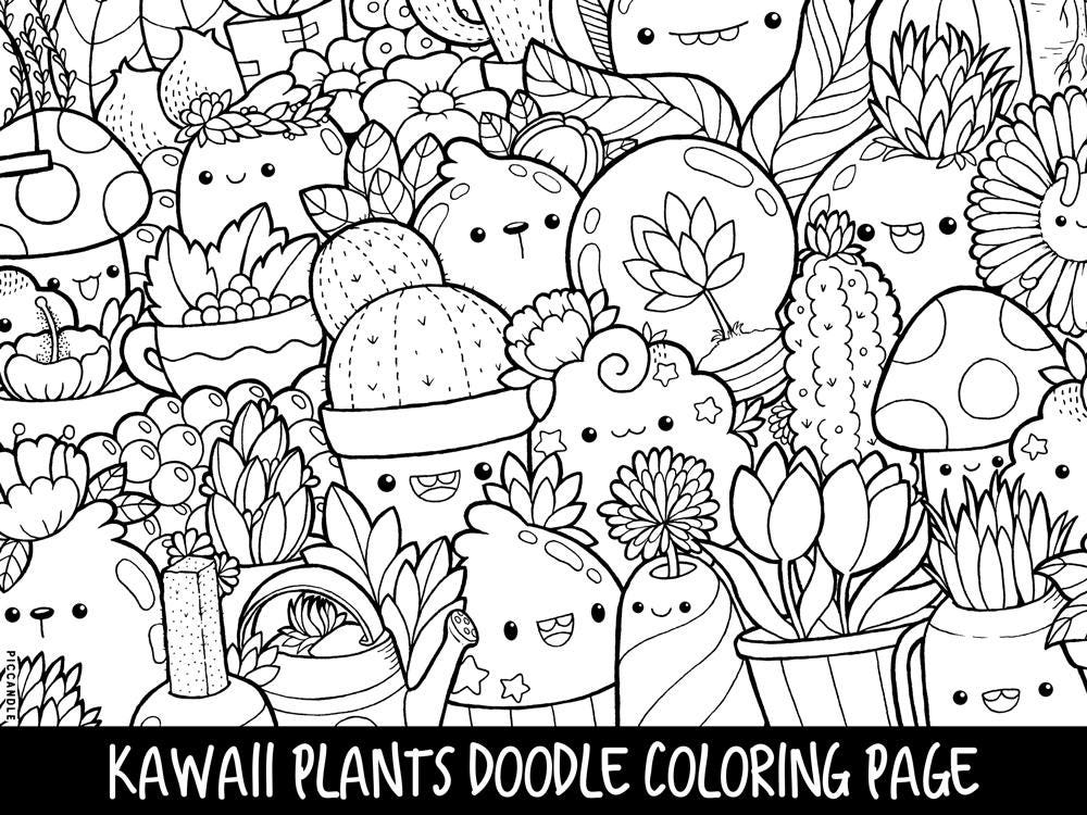 Plants Doodle Coloring Page Printable Cute/Kawaii Coloring Plants Doodle Coloring Page Printable Cute/Kawaii Coloring