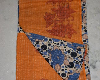 Exquisite Collectors Item!! Reversible vintage kantha quilt from India / throw/ coverlet/ boho/ hippie/ sari quilt/gudri/ bedding deco 2181