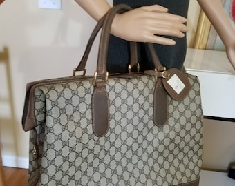 Vintage Gucci Brown Padlock/Key Carry On Travel Tote