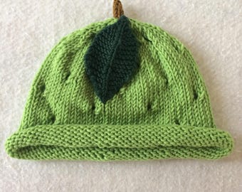 kid's knit hat, toddler hat, small kid's hat, small knit hat, lime green hat, knit fruit hat, fruit toddler hat, knit lime hat, merino hat