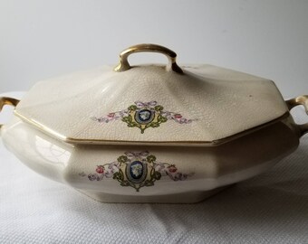 Victorian Octagonal Covered Casserole with Gilded Handles