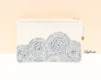 100% HAND MADE! Nature Cotton Canvas Cosmetic Bag, Toiletry Bag, Cotton Makeup bag, Cotton Zipper Pouch