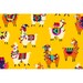 Mini fabric llamas background yellow background, alpaca, Mexican, Aztec, Mexico - 1/2 meter