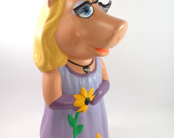 LARGE vintage Miss Piggy ceramic figurine - almost 14" tall! The Muppets, Muppet Show, statue, 1980s, 80s tv shows, one-of-a-kind!