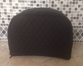 Black Zipper 2 Slice Toaster Cover Quilted Fabric Small Appliance Covers Ready to Ship