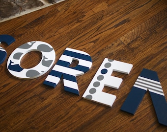 Custom Hand Painted Letters, Coordinates with New School (Make a Splash) Bedding