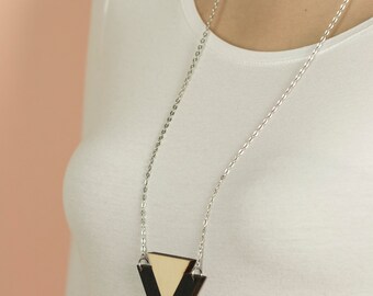 Wooden NECKLACE: DOUBLE TRIANGLE