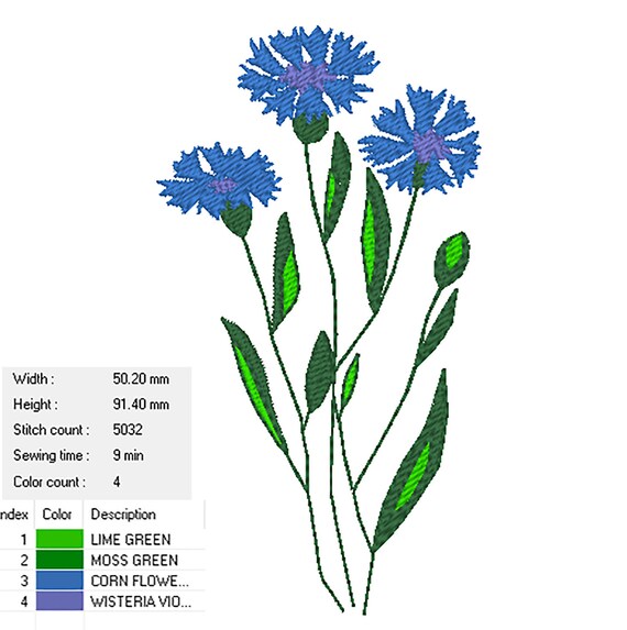 Cornflower Machine embroidery design