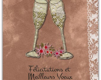 Double 'best wishes' original design handmade 15cm x 15cm