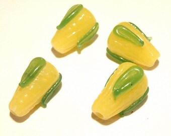 35% OFF -- DESTASH -- Four (4) Lampwork Corn on the Cob Beads