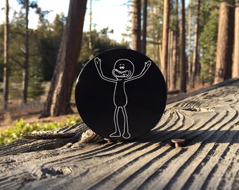 Large 2.5inch Custom Engraved Herb Grinder - Mr Meeseeks Rick and Morty Art - 4 Piece Aluminum