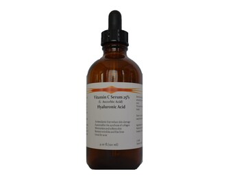 4 oz Vitamin C (L-Ascorbic Acid) 25% with Pure Hyaluronic Acid Anti Aging Serum