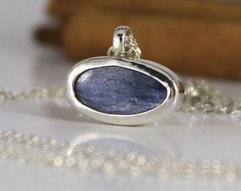 Blue gemstone necklace, Blue Kyanite necklace, Blue pendant, Blue stone necklace, Blue kyanite jewelry, Blue necklace, Birthstone jewelry