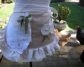 Womens Aprons - Linen Lace Aprons - Shabby Chic Aprons - Cottage Chic Aprons - BoHo Aprons - Annies Attic Aprons - Steampunk Aprons - Aprons