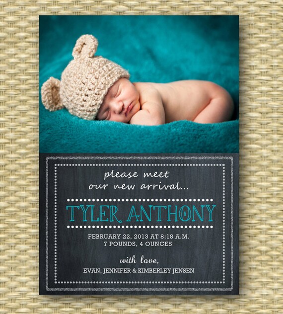 Baby Birth Announcement Chalkboard Birth Announcement
