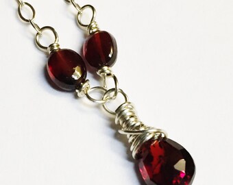 Garnet Jewelry Red Garnet Necklace Garnet Necklace Garnet Pendant January Birthstone Garnet Gemstone