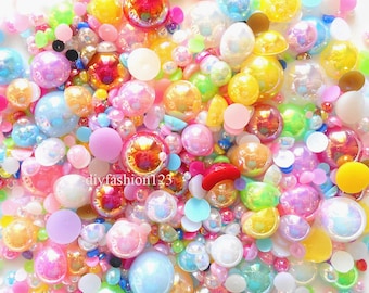 600 pc AB mixed colors & mixed sizes flat back resin Pearl Cabochons