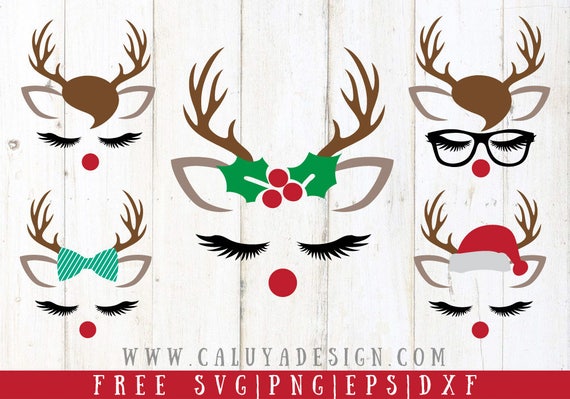 Download FREE SVG & PNG Link Christmas Reindeer Faces Cut Files svg