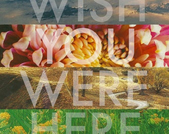 Wish You Were Here art tile. Coaster. Contemporary decor.