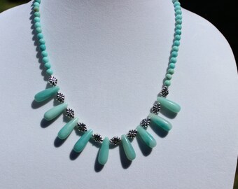 Amazonite Necklace, Gemstone Necklace, Pendant Necklace, Amazonite Teardrop Necklace, Boho Necklace, Bohemian Style