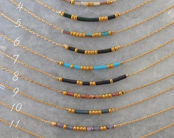Personal Morse Code Necklace | SISTER | Minimalist Necklace | Delicate Gold Beaded Necklace | Tiny Delicate Necklace | Colorful Necklace