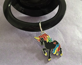 Black Adult Pacifier with Unicorn charm. Colour options available