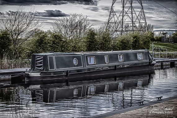 Edinburgh Digital Download, Narrowboat, Barge, Forth and Clyde Canal, Canal photography, Scotland, Falkirk, Edinburgh, Water photography