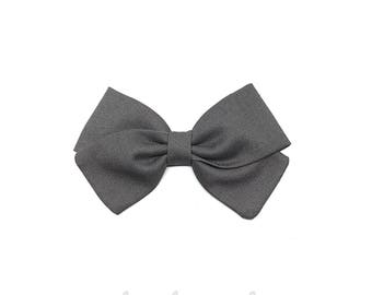 Hair clip dark grey bow baby headband or girl