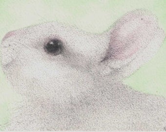 ATC ACEO Springtime Bunny Rabbit Art Card