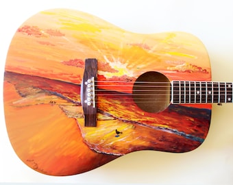 Custom order Guitar--Any design you can think of, hand painted onto a fully playable acoustic guitar!