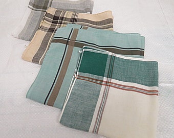 4 Vintage Mens Cotton Hankies Hankerchief #007