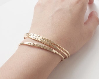 Delicate Custom Coordinates Bracelets - Custom Coordinates Cuff - Personalized Latitude Longitude Jewelry - Mothers Day Gifts PB30