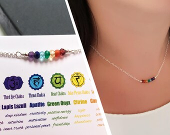 Chakra necklace, Yoga necklace, Meditation necklace, 7 seven chakra necklace, Healing necklace, 14k Gold Filled or Sterling Silver